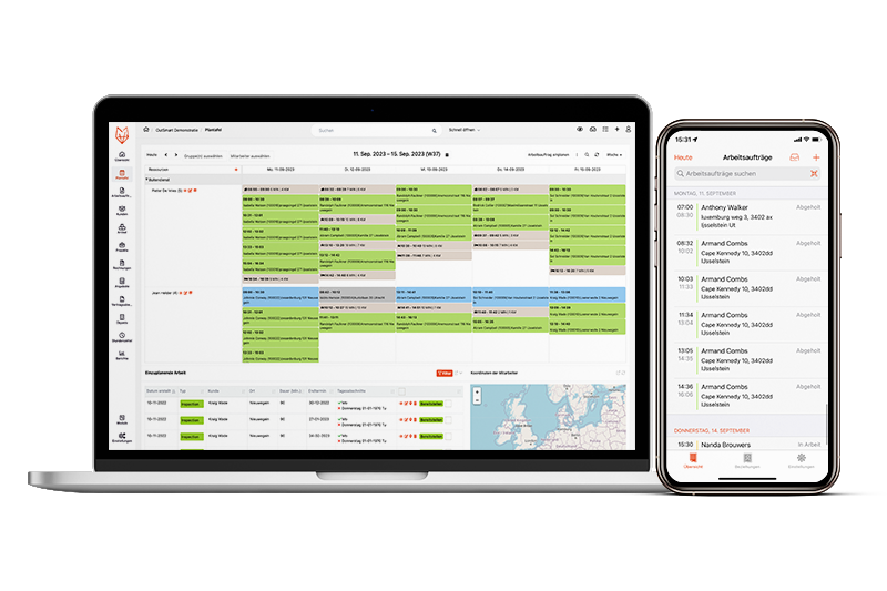 Digitale Plantafel MockUp Laptop Mobile DE