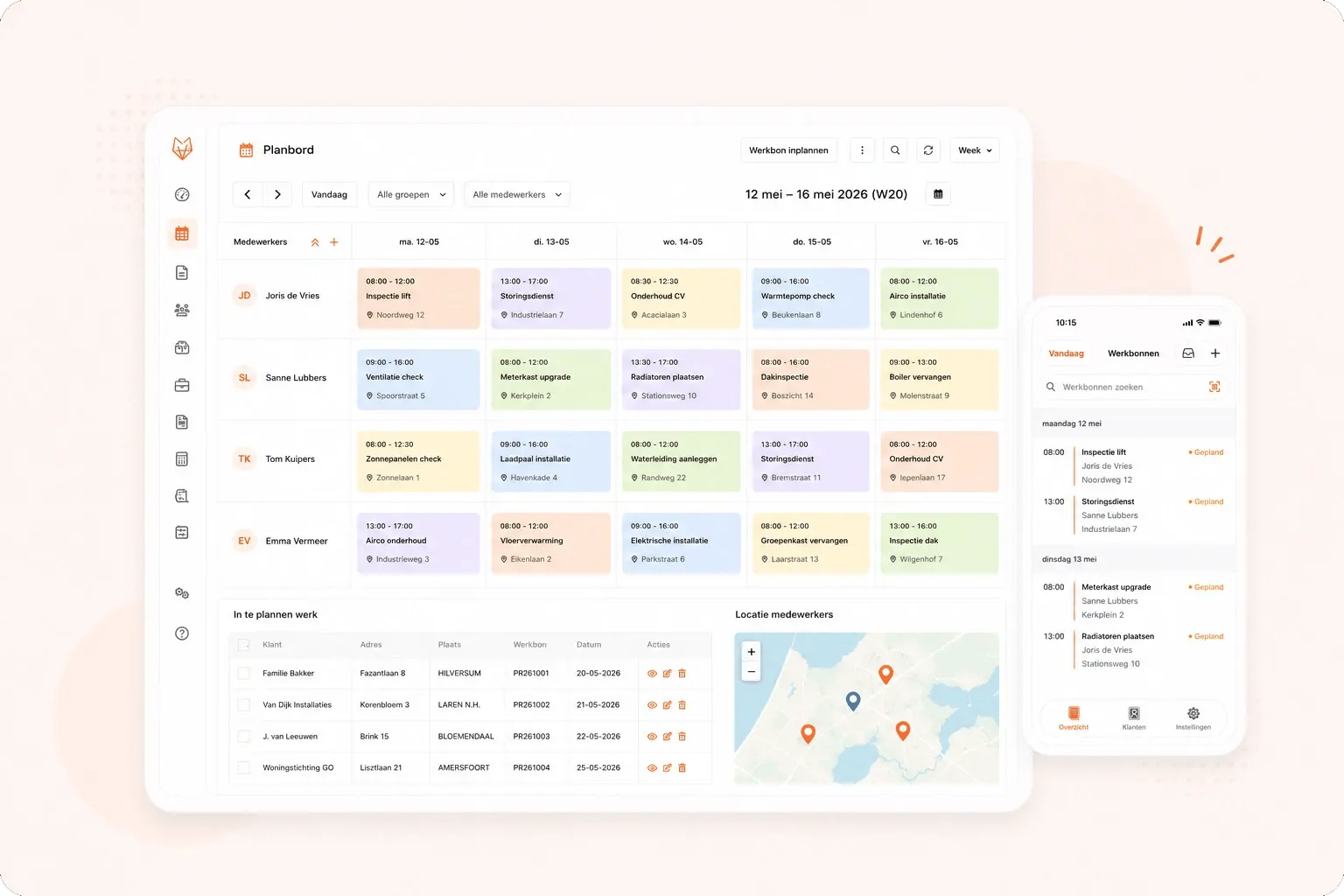 Planbord drag en drop