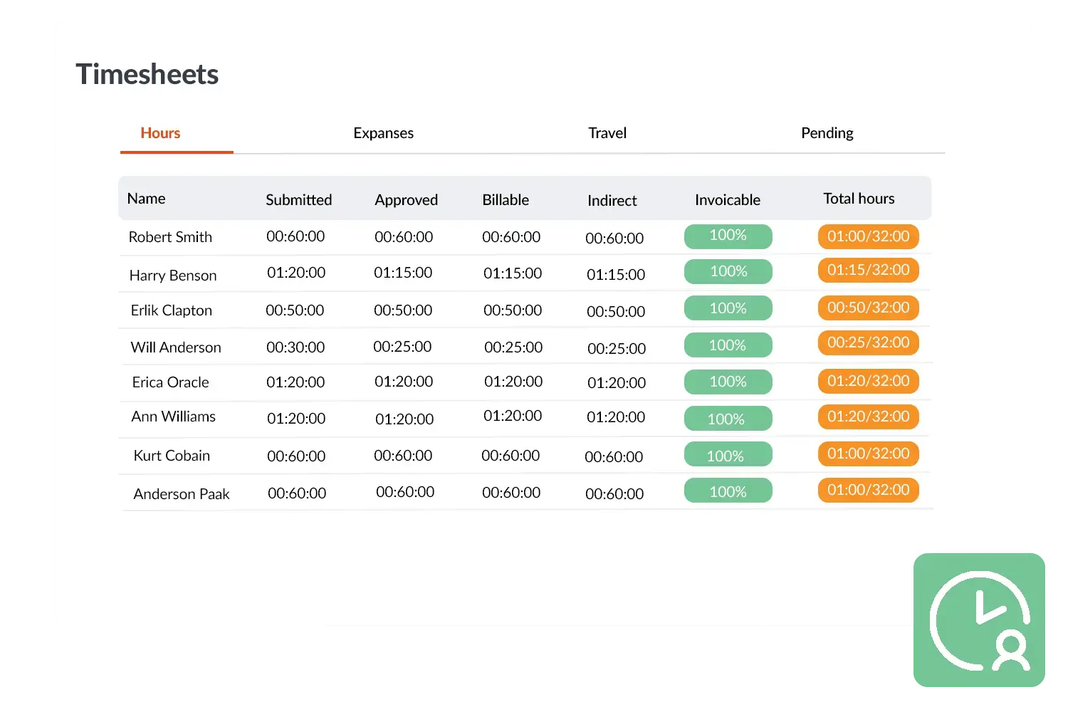 Timesheets visual
