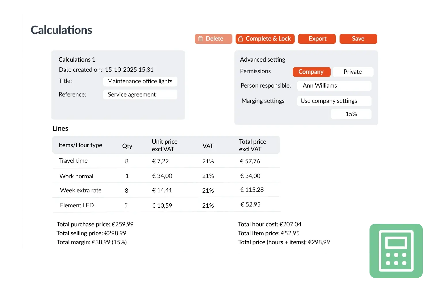 Calculatie visual 2