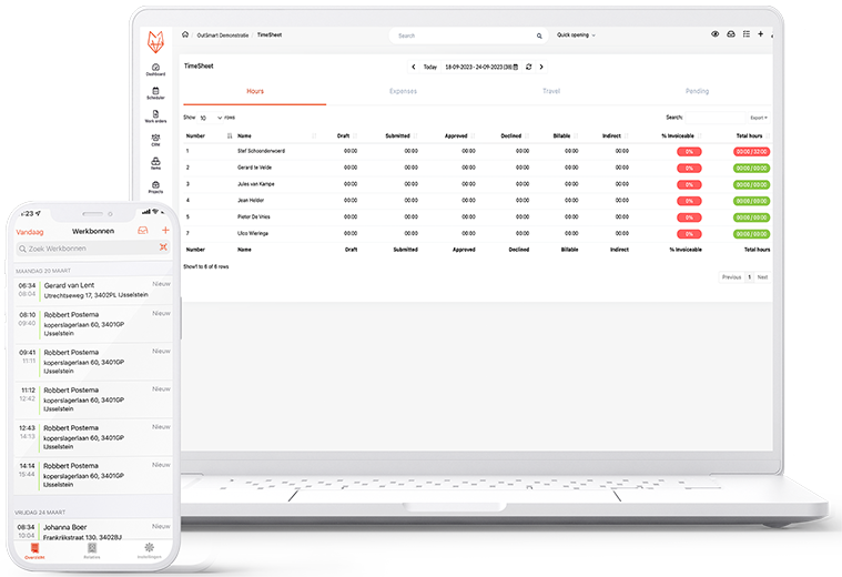 Mockup iPhone en iPad TimeSheets breed