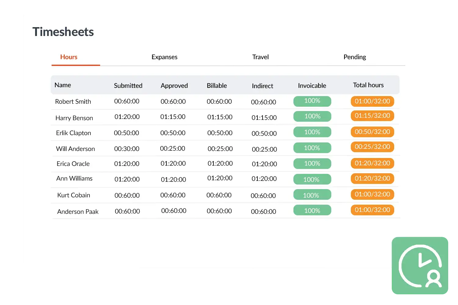 Timesheets visual
